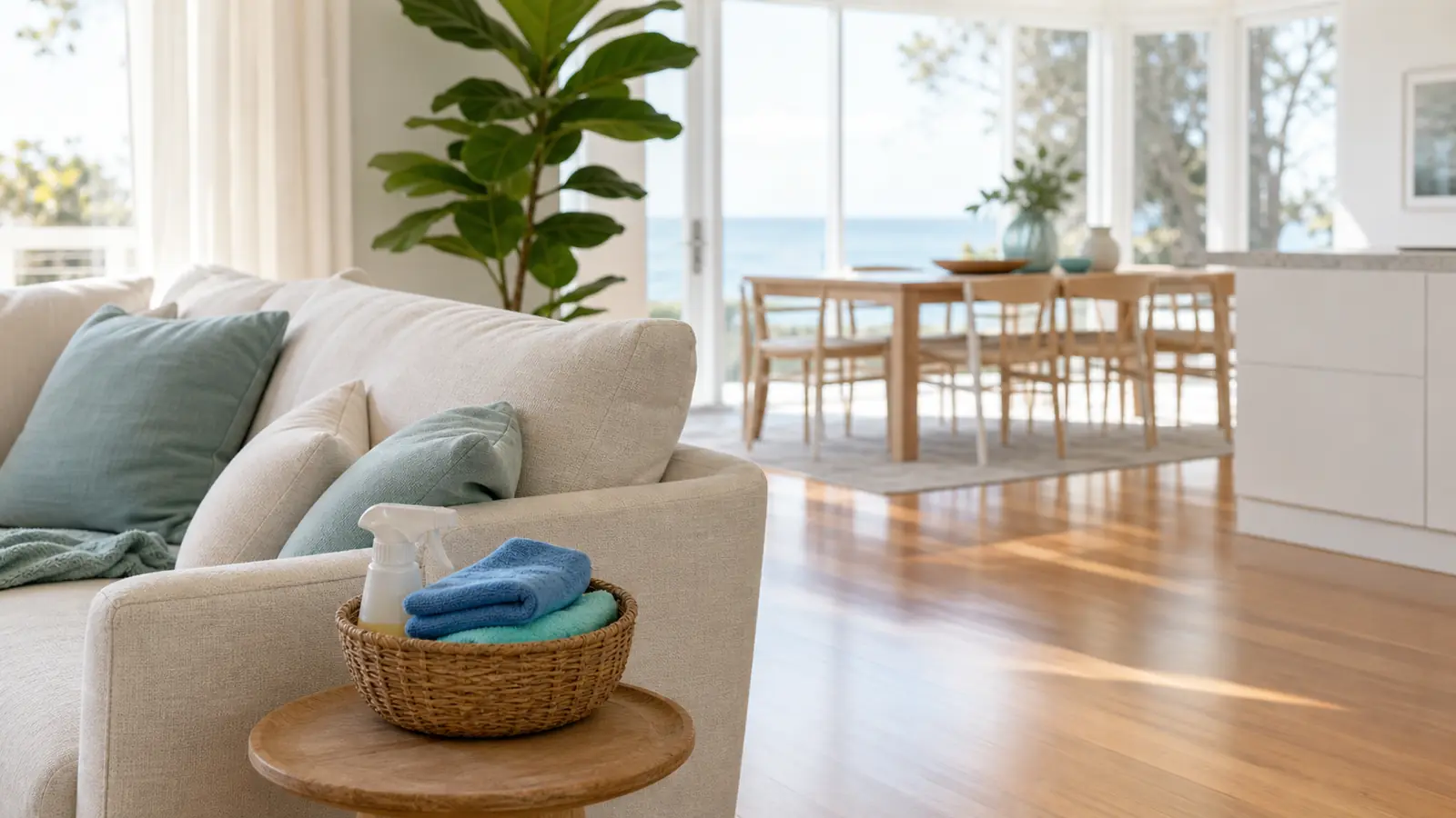 Bright, freshly cleaned Brighton living room with natural light